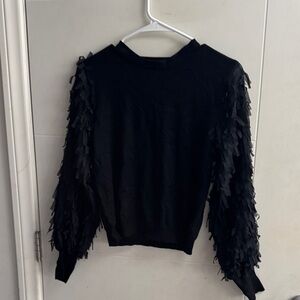 Joseph Black Sweater with Textured Sleeves